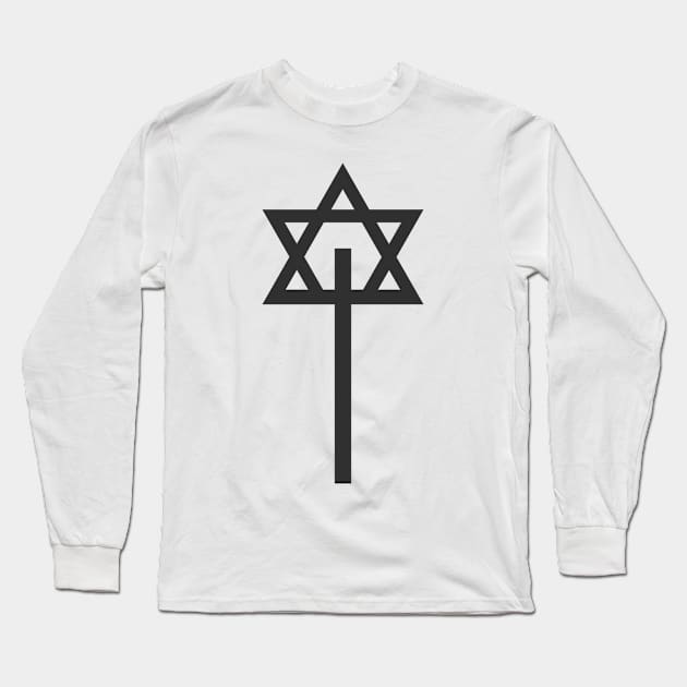 Combination of Star of David with Cross religious symbols Long Sleeve T-Shirt by wavemovies